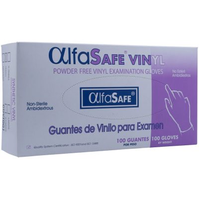 GUANTE VINILO EXAMEN REF GUVT001 CAJ X 100 ALFASAFE TALLA S