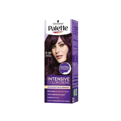 TINTE PALETTE INTENSIVE COLOR CREME 6-99 CAJ X 1TUB X50ML+2 FCO X25ML+GUA X1PAR VIOLETA PROFUNDO