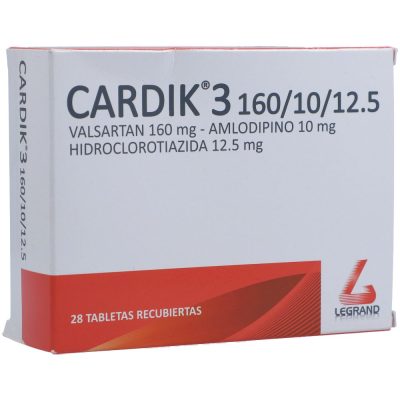 CARDIK 3 (10+12.5+160)MG TAB REC CAJ X 28