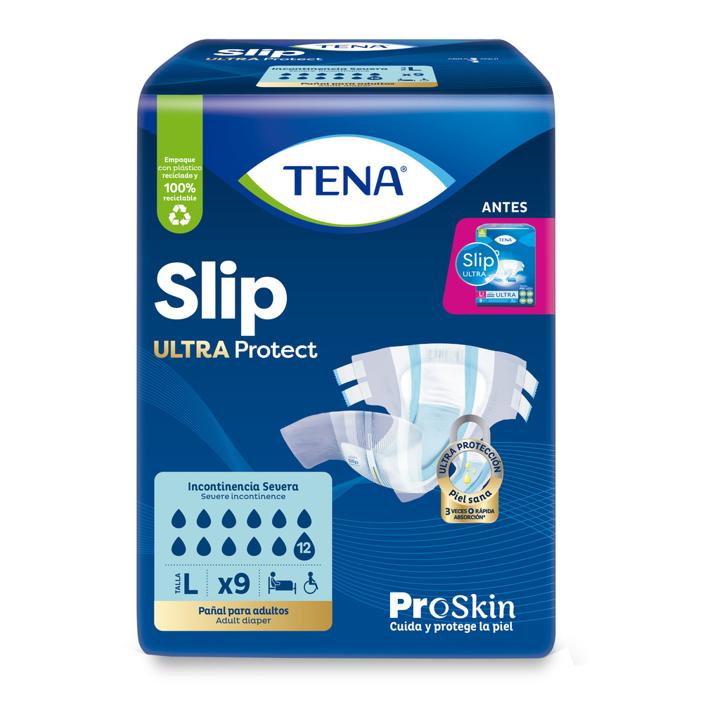 TENA SLIP PEGA-DESPEGA PAQ X 9 TALLA L