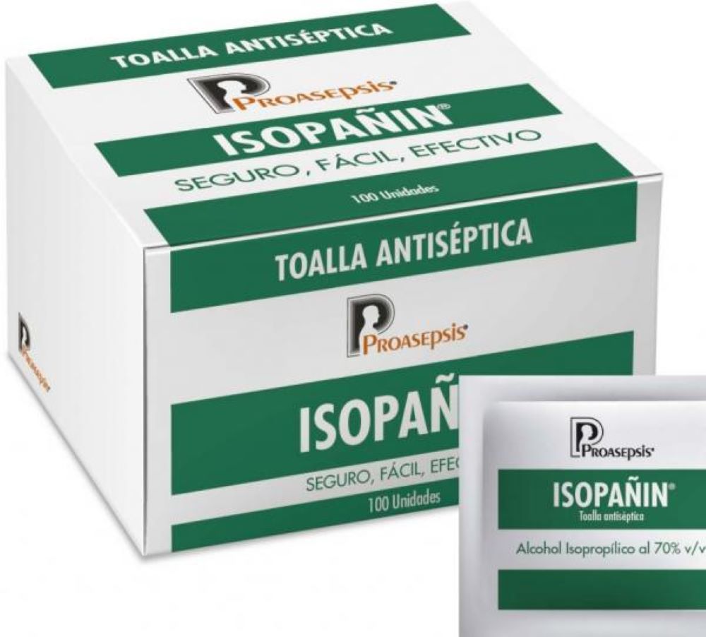 TOALLA ANTIS IMPRE ALCOHOL 70% CAJ X 100SOB ISOPANIN
