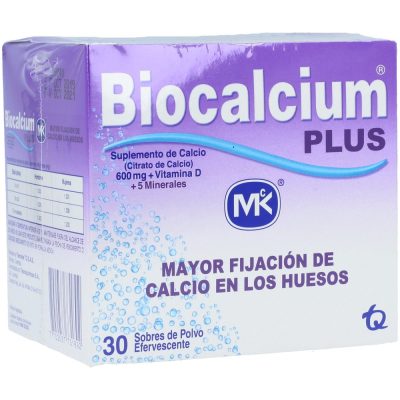 BIOCALCIUM PLUS (600MGCa+400UI+50.55MG)/SOB POLV EFERV  CAJ X 30SOB