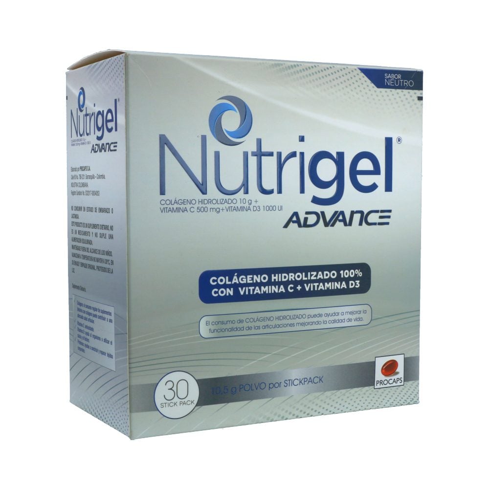 NUTRIGEL ADVANCE 500MG+10GR+1000UI CAJ X 30SOB NEUTRO