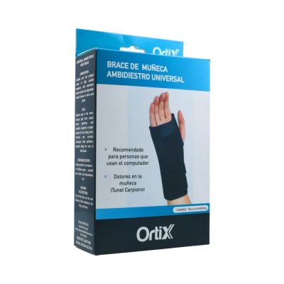 BRACE DE MUNECA AMBIDIESTRO REF OR1201204 CAJ X 1 ORTIX TALLA UNIVERSAL