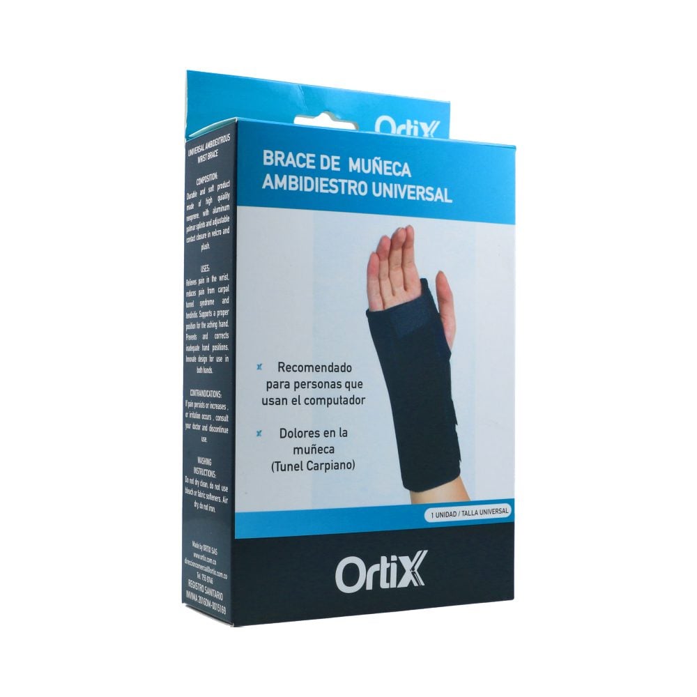 BRACE DE MUNECA AMBIDIESTRO REF OR1201204 CAJ X 1 ORTIX TALLA UNIVERSAL