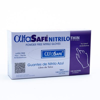 GUANTE NITRILO S/TALCO REF GUNA010 CAJ X 100 ALFASAFE TALLA M AZUL