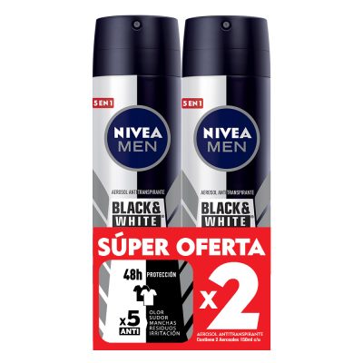 PROMO DESODORANTE NIVEA MEN BLACK WHITE INVISIBLE PAQ X 2FCOS X 150ML