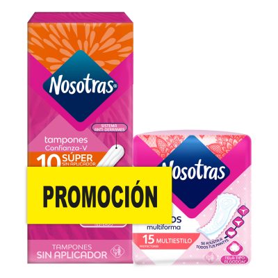PROMO 15 PROTECTOR + 10 TAMPON NOSOTRAS PAQ X 1 SUPER