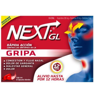 NEXT GL GRIPA (5+10+200)MG CAP BLAND CAJ X 8