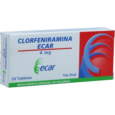 CLORFENIRAMINA 4MG TAB CAJ X 20 ECAR