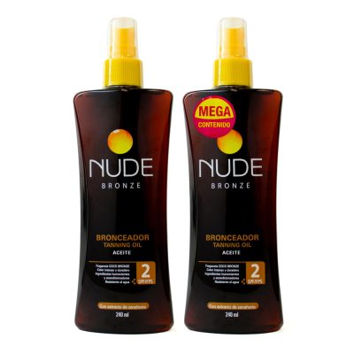 PROMO ACEITE BRONCEADOR   NUDE BRONZE PAQ X 1 MEGA CONTENIDO FPS 2+