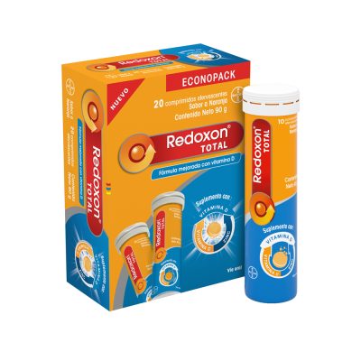 PROMO REDOXON TOTAL (1000MG+400UI+10MG) TAB EFERV PAQ X 2TUB X 10 ECONOPACK NARANJA
