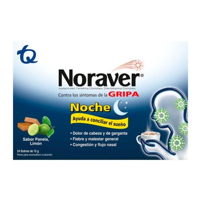 NORAVER GRIPA NOCHE (500+25+10)MG/SOB POLV SOL ORAL CAJ X 24SOB X 15GR