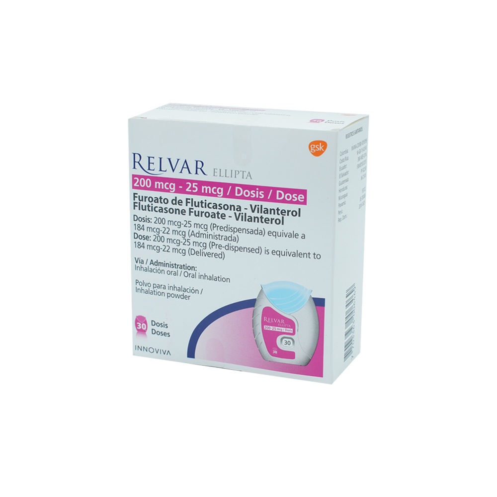 RELVAR ELLIPTA (200+25)MCG/DOSIS POLV INH ORAL FCO X 30DOSIS
