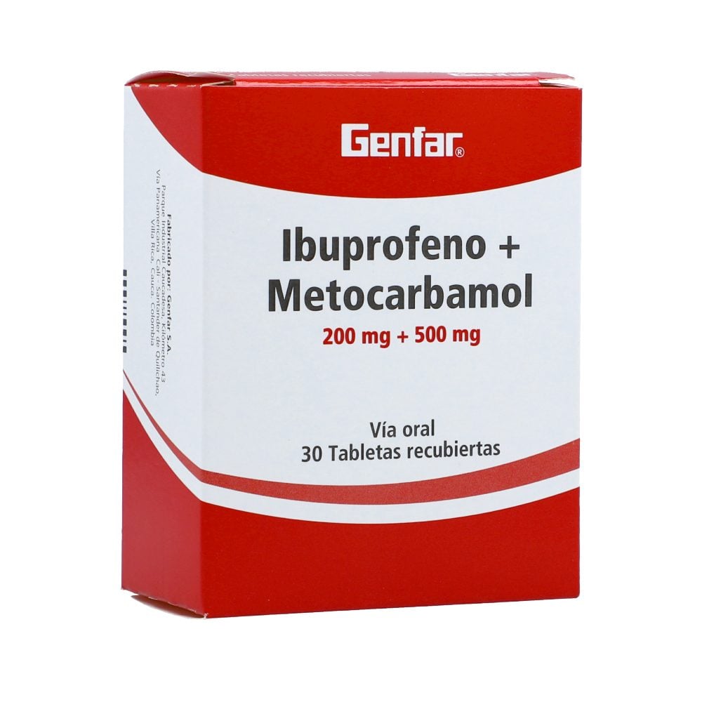 IBUPROFENO+METOCARBAMOL (200+500)MG TAB REC CAJ X 30 GENFAR