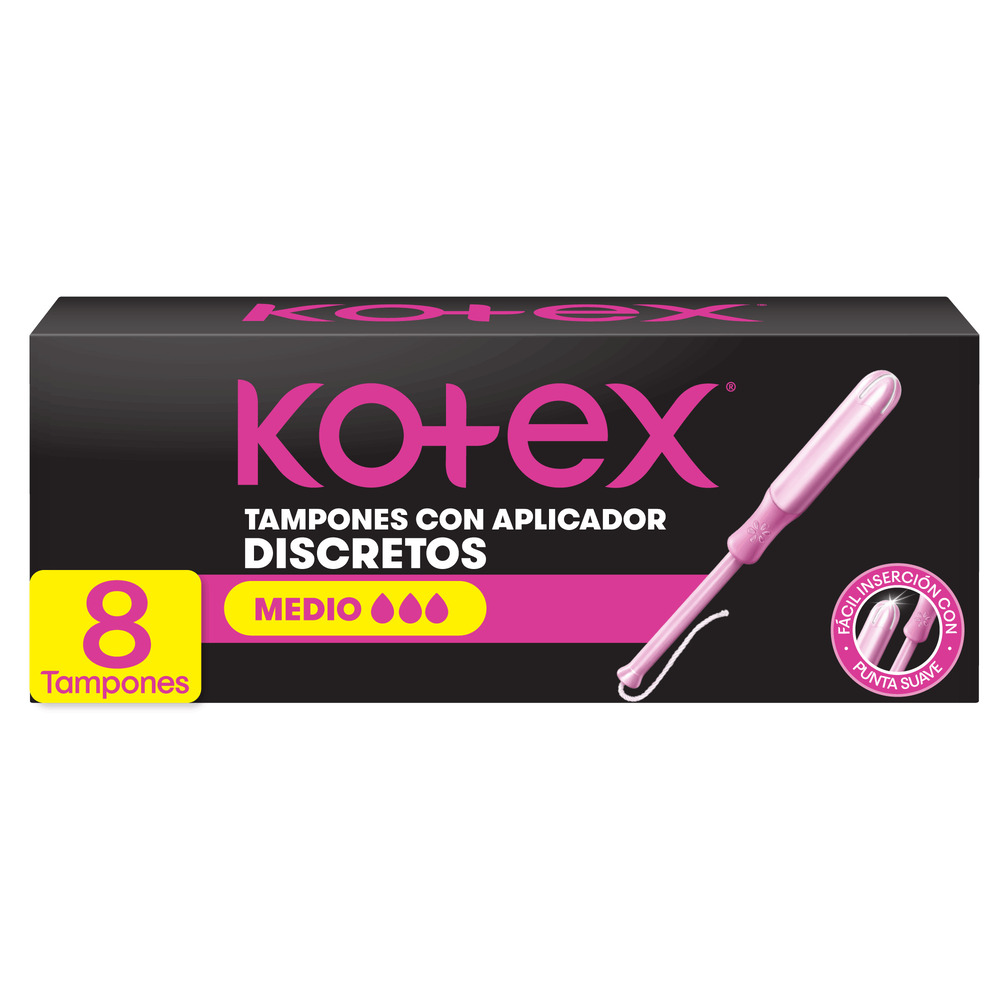 TAMPONES CON APLICADOR KOTEX MEDIO CAJ X 8