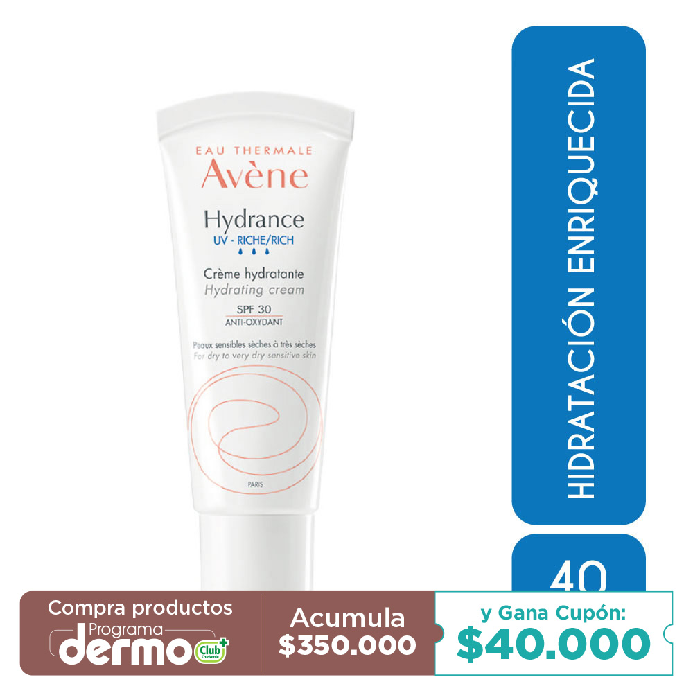 CREMA HYDRANCE UV RICHE AVENE EAU THERMALE SPF30 ANTI-OXIDANTE TUB X 40ML