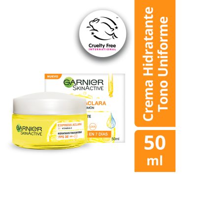 CREMA HIDRATANTE EXPRESS ACLARA  GARNIER SKINACTIVE ANTI MANCHAS EN 7 DIAS FPS 30 VITAMNA C Y LIMON FCO X 50ML