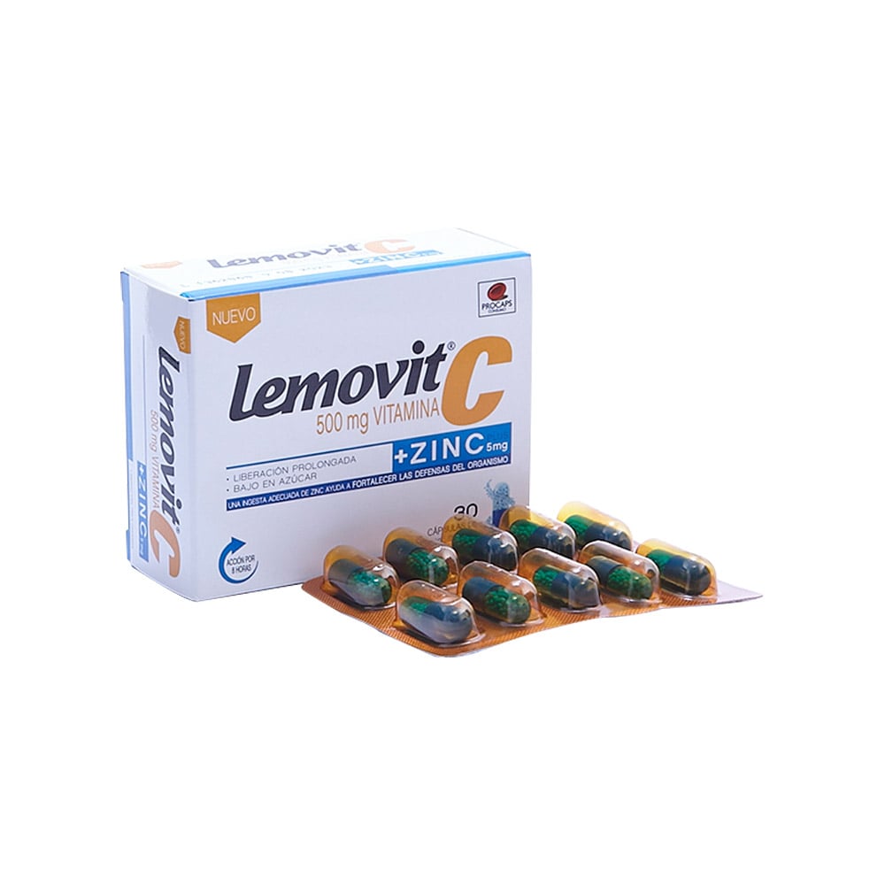 LEMOVIT C+ZINC PLUS (500+5)MG CAP LIB SOST CAJ X 30