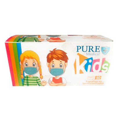 TAPABOCAS TERMOSELLADO NINOS KIDS CAJ X 50 PURE MEDICAL