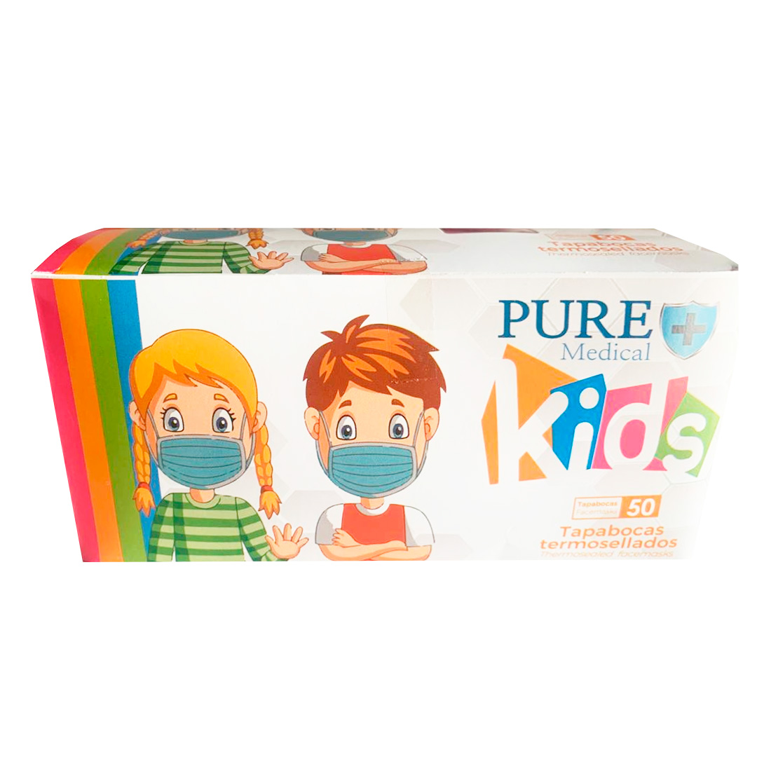 TAPABOCAS TERMOSELLADO NINOS KIDS CAJ X 50 PURE MEDICAL