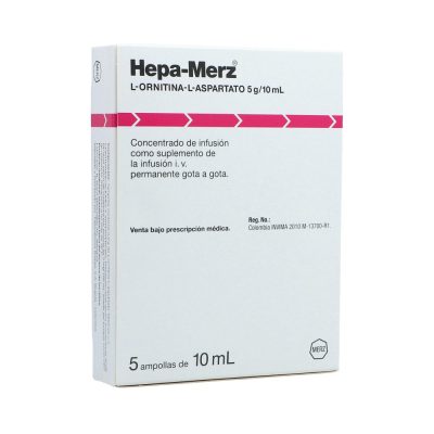 HEPA MERZ 5GR/10ML(500MG/ML) SOL INY CAJ X 5AMP