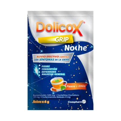 DOLICOX GRIP NOCHE (500+4+10)MG/SOB GRAN SUSP ORAL CAJ X 24SOB X 6GR PANELA LIMON