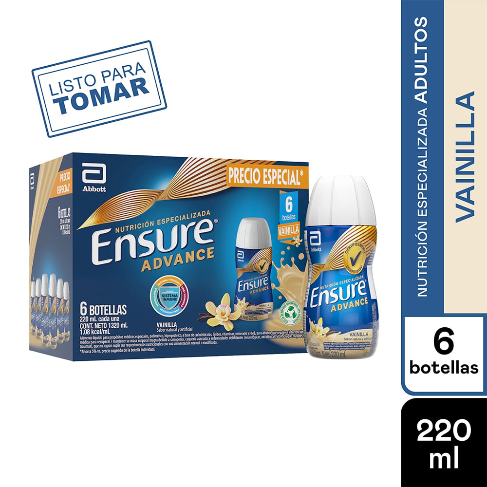 PROMO ENSURE ADVANCE PREC ESP CAJ X 6FCOS X 220ML VAINILLA