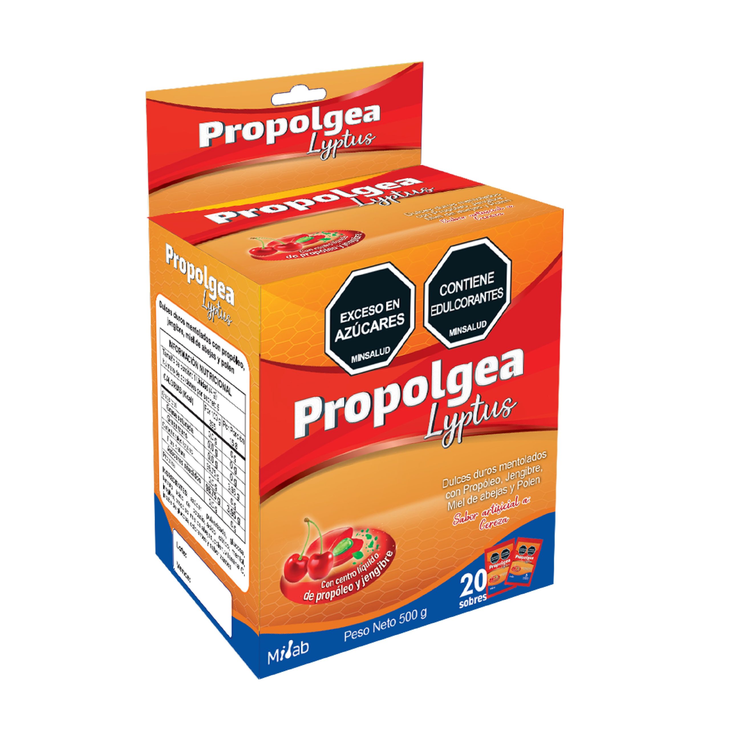 PROPOLGEA LYPTUS PROPOLEO GENGIBRE MIEL DE ABEJAS POLEN CAJ X 20SOB X 5UND CEREZA