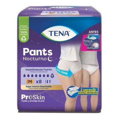 PANTS NOCTURNO TENA ROPA INTERIOR ABSORBENTE DESEFCHABLE PAQ X 8 TALLA M