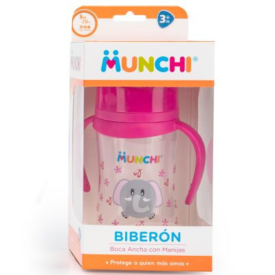 BIBERON BOCA ANCHA MUNCHI CON MANIJAS CAJ X 1
