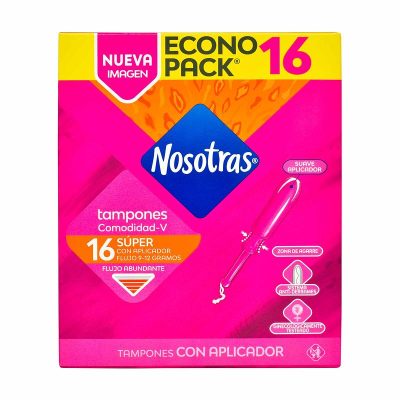 TAMPONES CON APLICADOR NOSOTRAS SUPER ECONOPACK PAQ X 16