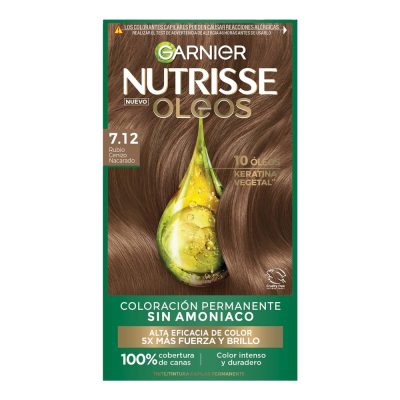 TINTE GARNIER NUTRISSE OLEOS CAJ X 1TUBX60ML+1FCOX60ML+1FCOX40ML 7.12 RUBIO CENIZO NACARADO