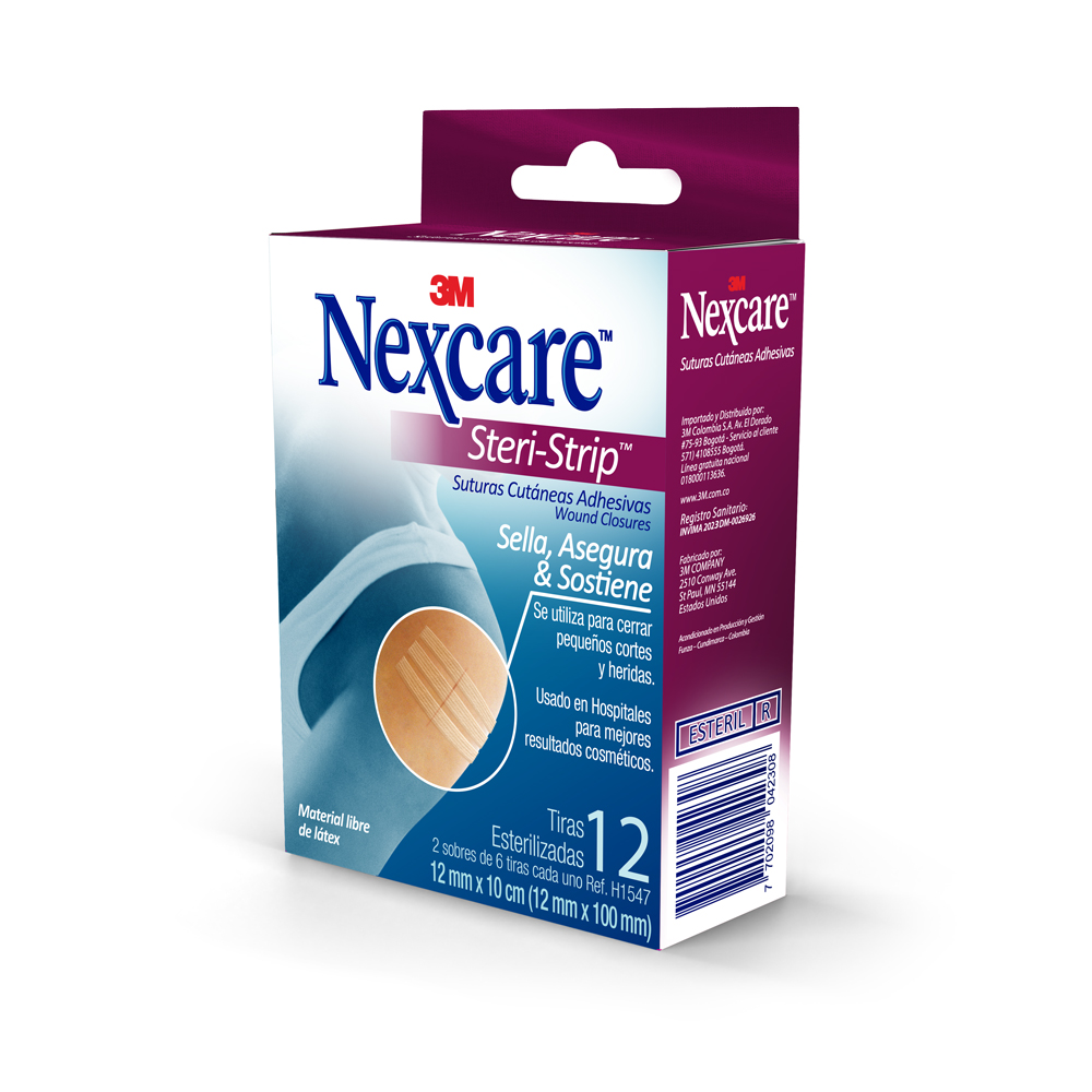 SUTURAS CUTANEAS ADHESIVAS CAJ X 12 3M NEXCARE 12MM X 100MM