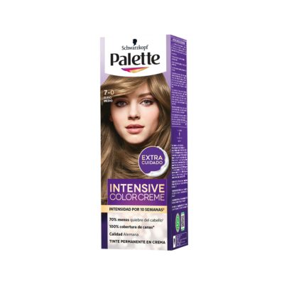 TINTE PALETTE INTENSIVE COLOR CREME 7-0 CAJ X 1TUB X50ML+2 FCO X25ML+GUA X1PAR RUBIO MEDIO