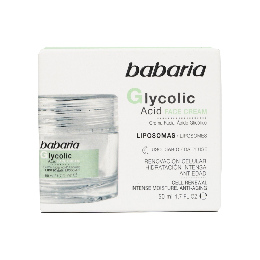 CREMA FACIAL BABARIA ACIDO GLICOLICO LIPOSOMAS POT X 50ML