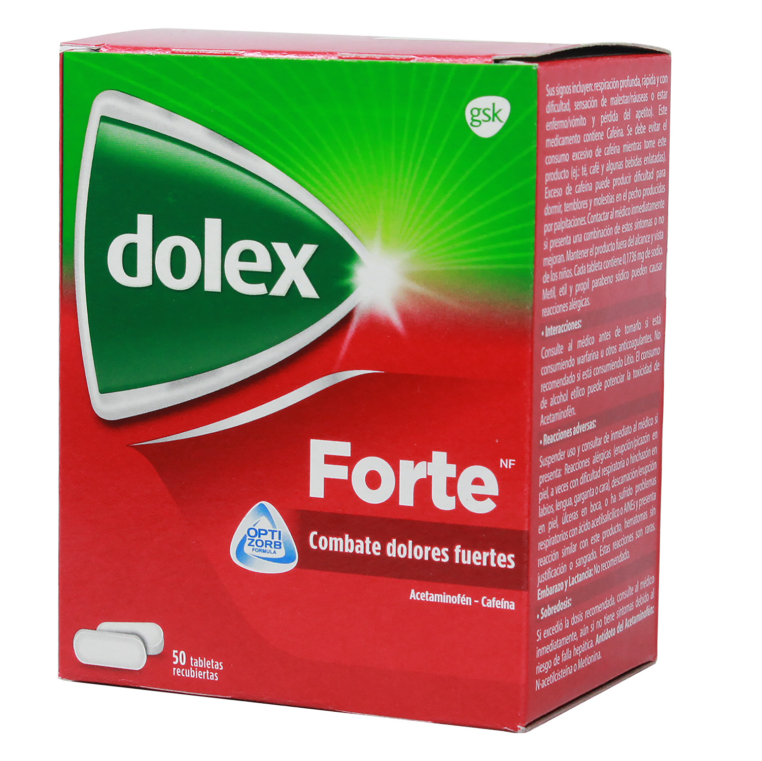 DOLEX FORTE NF (500+65)MG TAB REC CAJ X 50