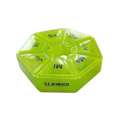 ORGANIZADOR DE PASTILLAS SCANMED SEMANAL HEPTAGONAL UND VERDE