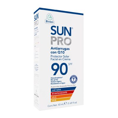 PROTECTOR SOLAR FACIAL EN CREMA SUN PRO ANTIARRUGAS CON Q10 SPF 90 TUB X 50ML
