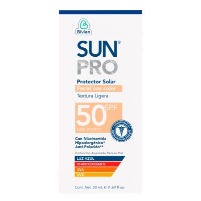 PROTECTOR SOLAR FACIAL SUN PRO CON COLOR TEXTURA LIGERA SPF 50 FCO X 50ML