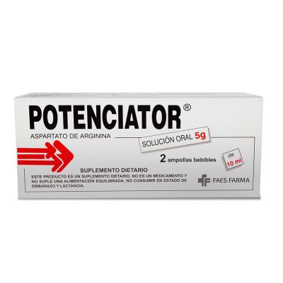 POTENCIADOR FAES FARMA ASPARTATO DE ARGININA BEBIBLE 5GR CAJ X 2AMP X 10ML