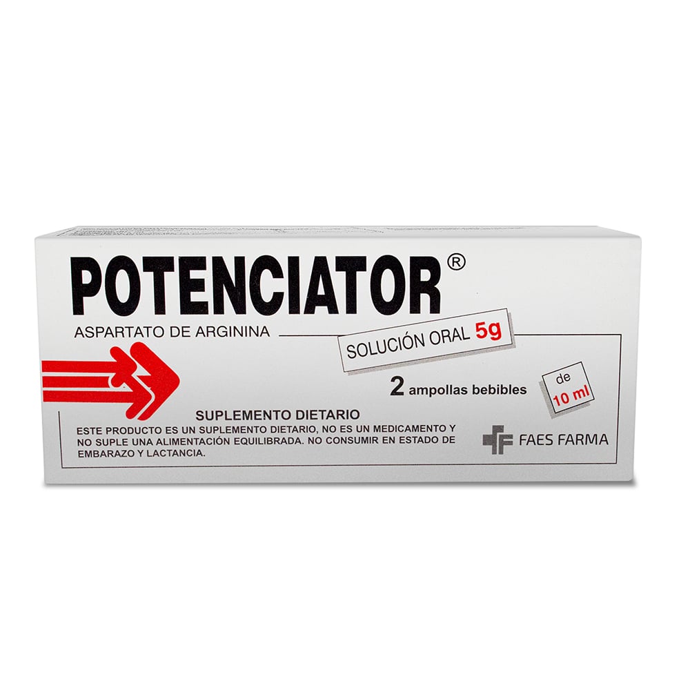 POTENCIADOR FAES FARMA ASPARTATO DE ARGININA BEBIBLE 5GR CAJ X 2AMP X 10ML
