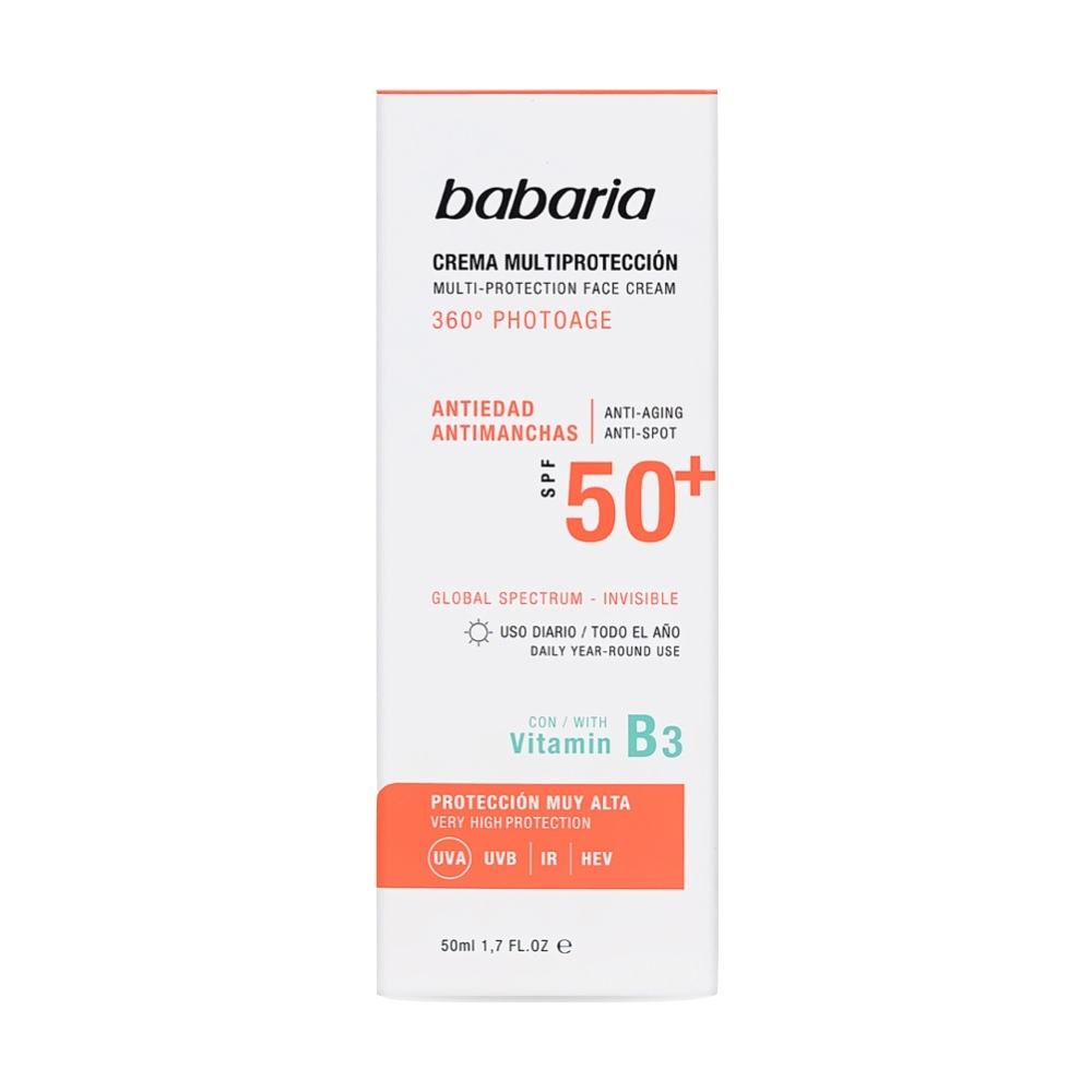 CREMA MULTI PROTECCION BABARIA ANTIEDAD ANTIMANCHAS SPF 50 TUB X 50ML