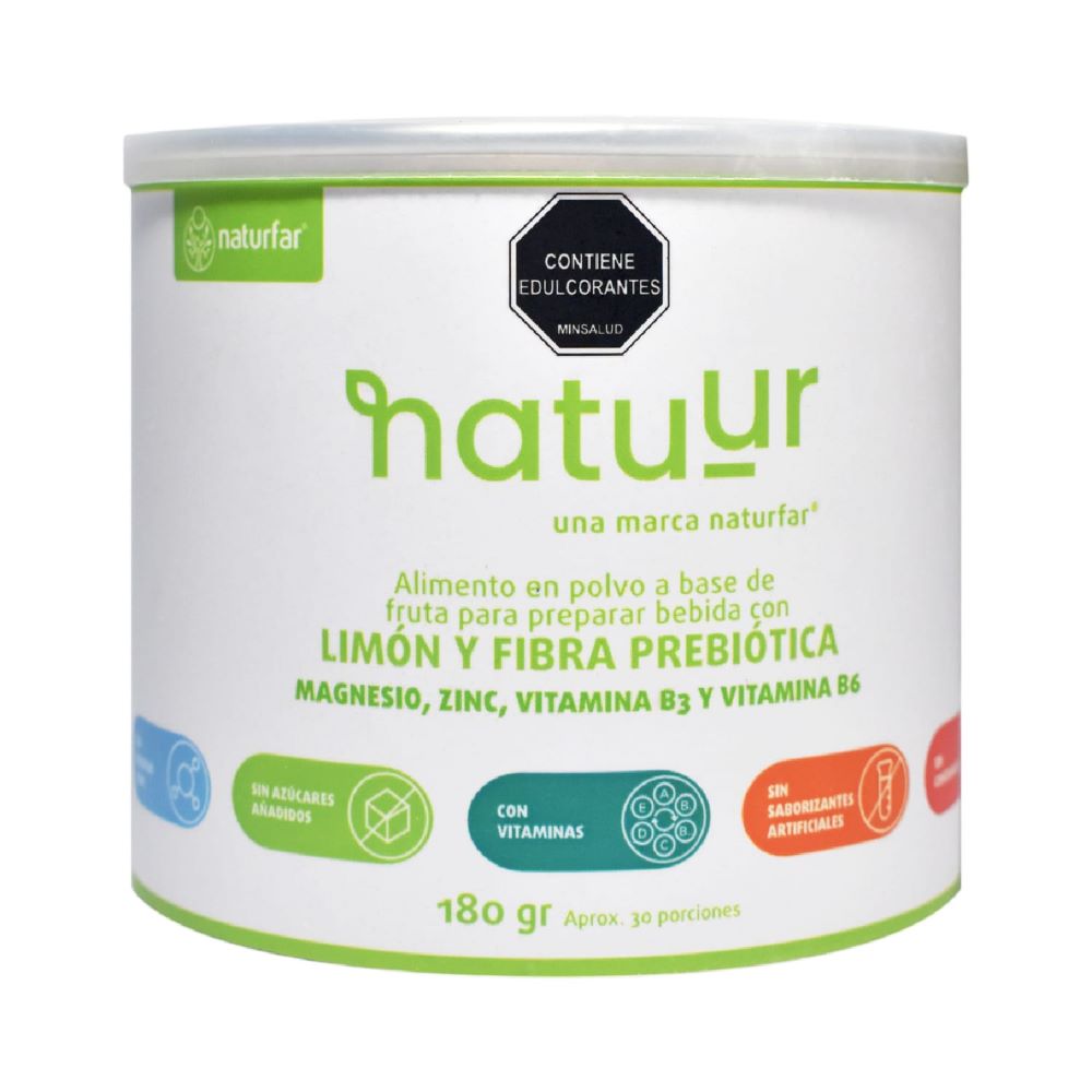BEBIDA PARA PREPARAR NATUUR EN POLVO A BASE DE FRUTAS Y FIBRA PREBIOTICA TAR X 180GR LIMON