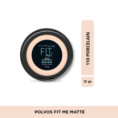 POLVO COMPACTO MAYBELLINE 110 FIT ME MATE Y SIN POROS LAT X 12GR PORCELAIN