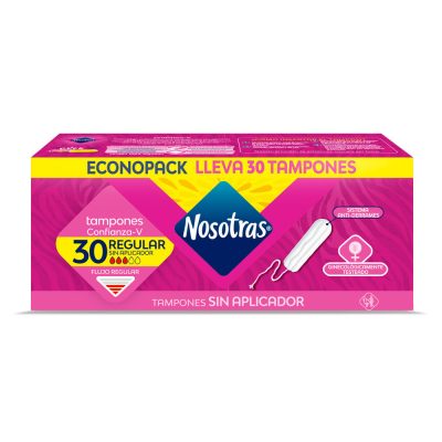TAMPONES NOSOTRAS REGULAR SIN APLICADOR ECONOPACK CAJ X 30 UND