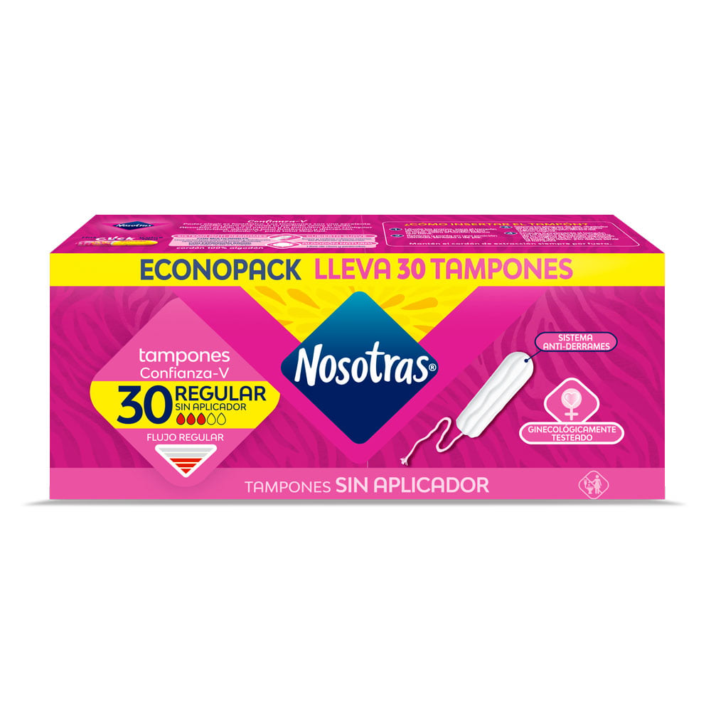 TAMPONES NOSOTRAS REGULAR SIN APLICADOR ECONOPACK CAJ X 30 UND