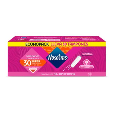 TAMPONES NOSOTRAS SUPER SIN APLICADOR ECONOPACK CAJ X 30 UND