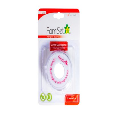CINTA QUIRURGICA MICROPOROSA BLI X 1 FAMSET 12MM X 5M PIEL