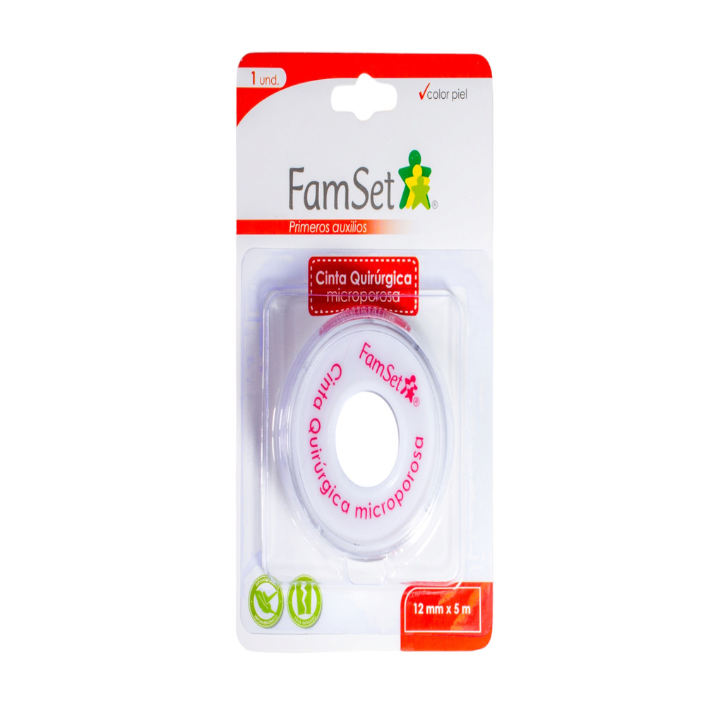 CINTA QUIRURGICA MICROPOROSA BLI X 1 FAMSET 12MM X 5M PIEL